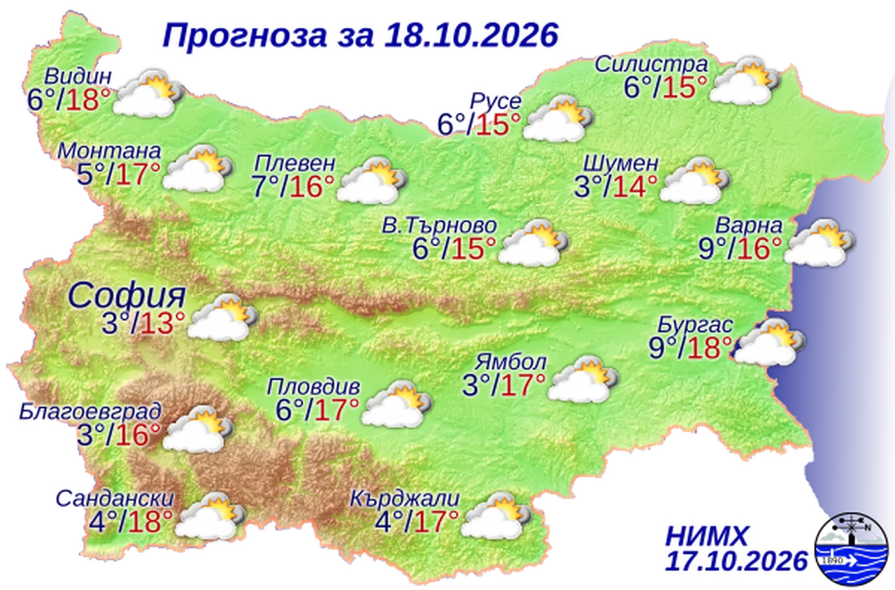 Времето на 18 октомври 2026 г