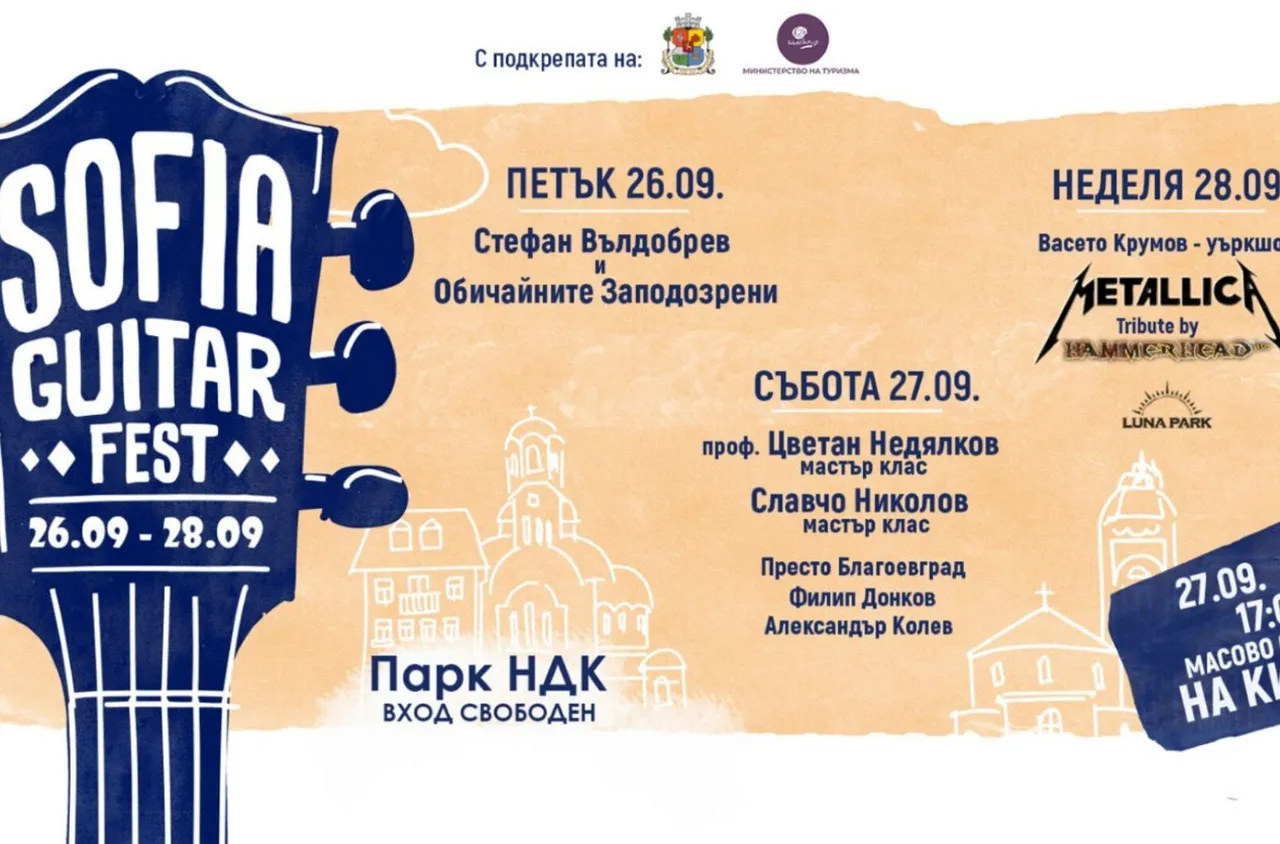 Sofia Guitar Fest 2025 от 26 до 28 септември в парк НДК