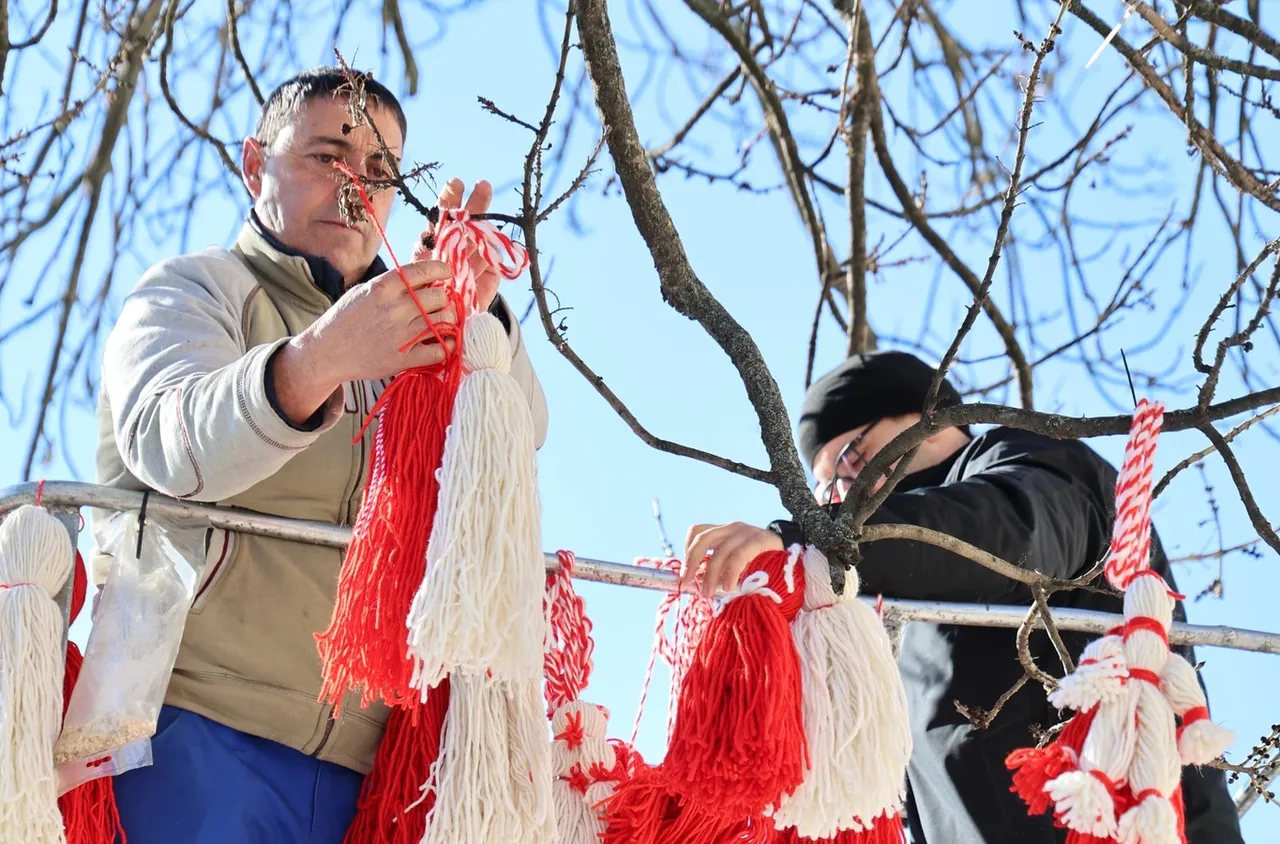 Деца и ученици украсиха мартенското дърво в Банско